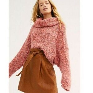 NWT Free People BFF Cowl Neck Sweater Scarlet Flame SZ medium